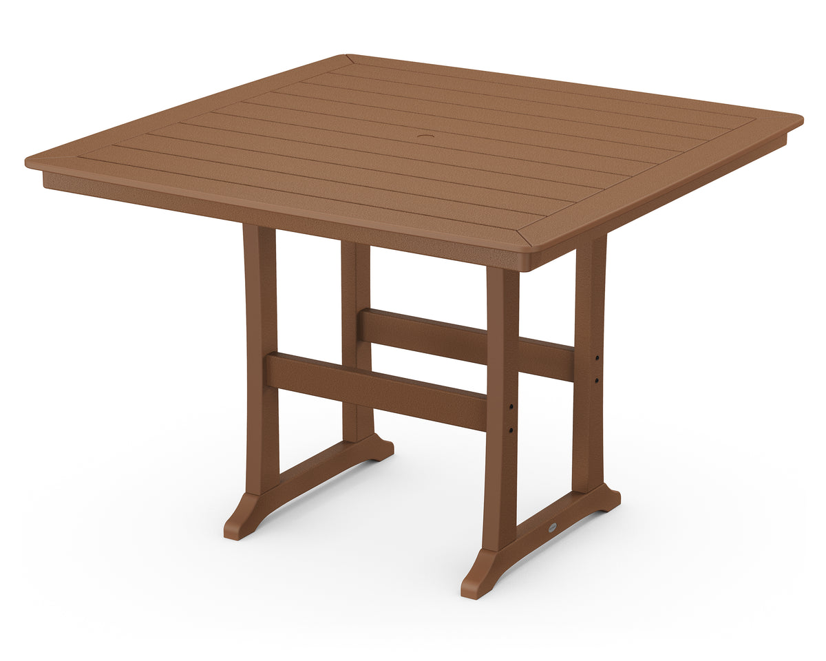 POLYWOOD Nautical Trestle 59" Bar Table in Teak