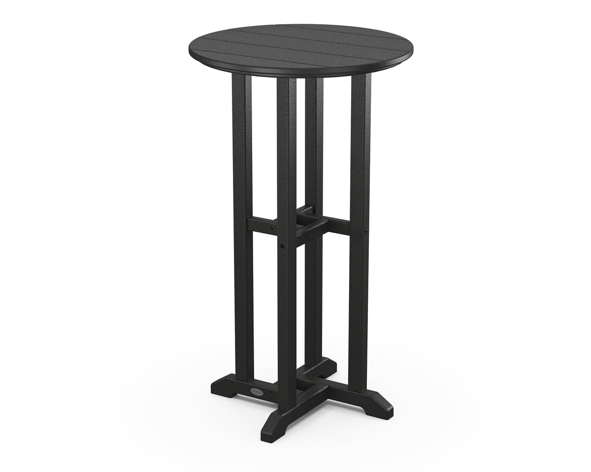 POLYWOOD 24" Round Farmhouse Bar Bistro Table in Black