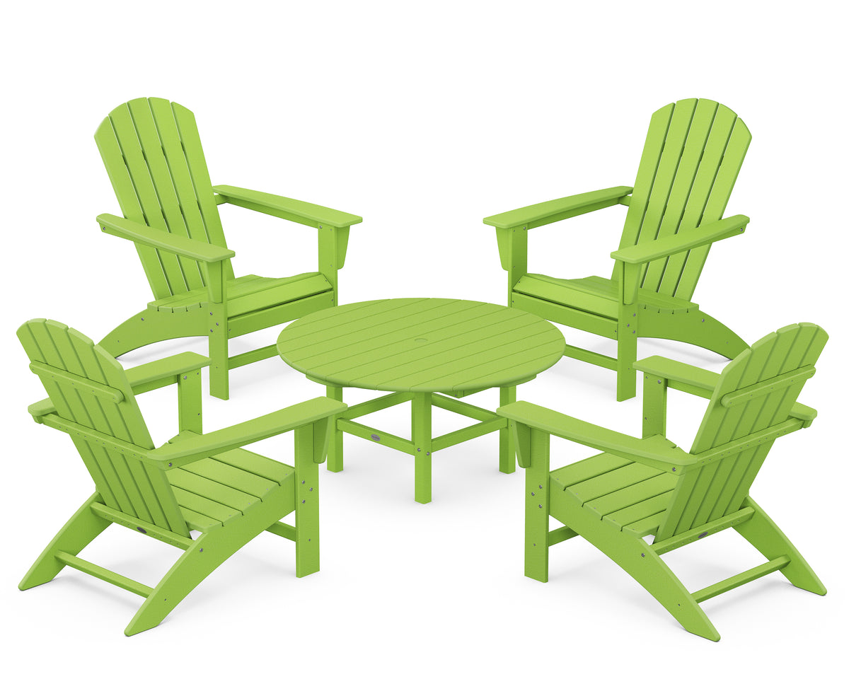 POLYWOOD Nautical 5-Piece Adirondack Chair Conversation Set in Lime