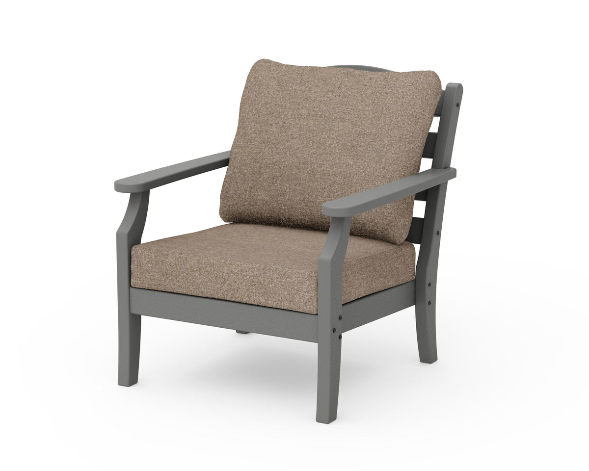 POLYWOOD Savannah Deep Seating Chair in Slate Grey / Spiced Burlap
