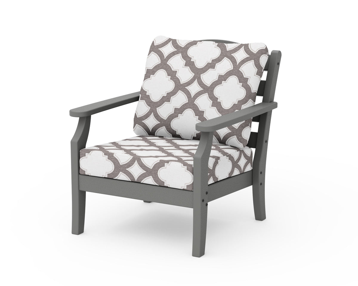 POLYWOOD Savannah Deep Seating Chair in Slate Grey / Trellis Grey Mist
