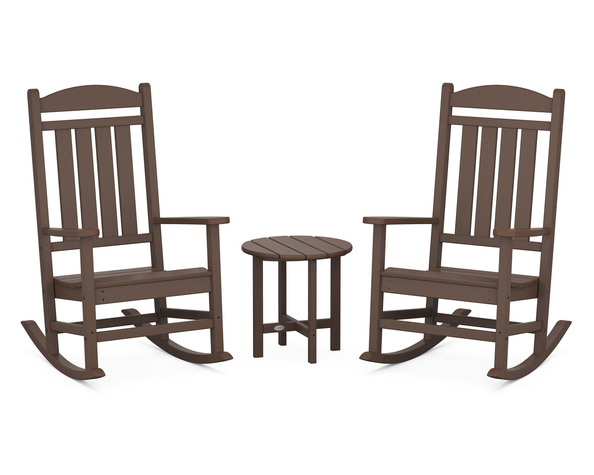 POLYWOOD Presidential 3-Piece Rocker Set with Round Side Table in Mahogany