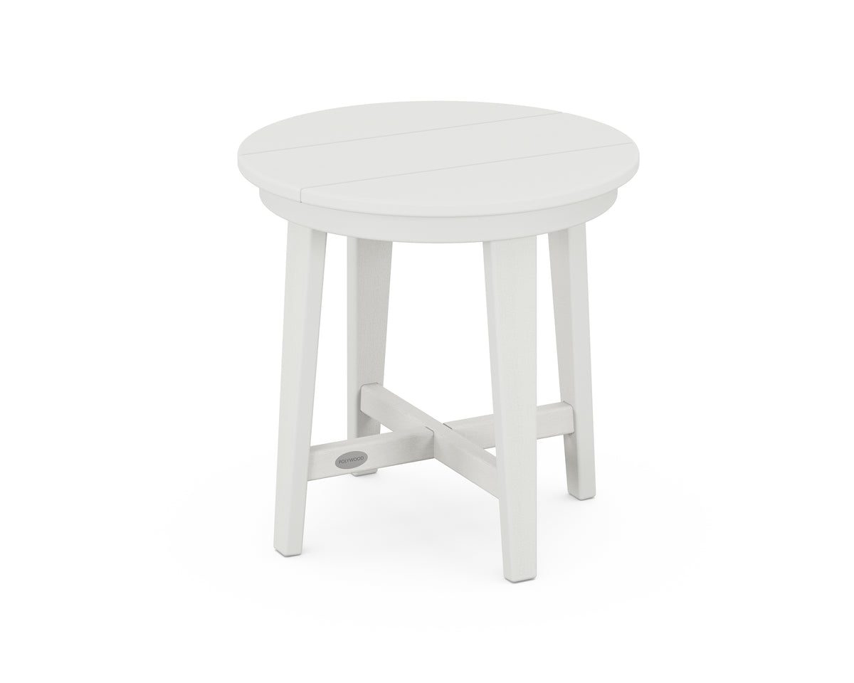POLYWOOD Newport 19" Round End Table in Vintage White
