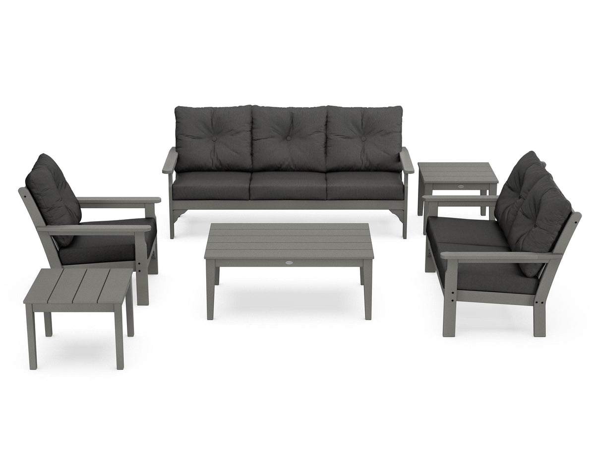 POLYWOOD Vineyard 6-Piece Deep Seating Set in Slate Grey / Spectrum Carbon