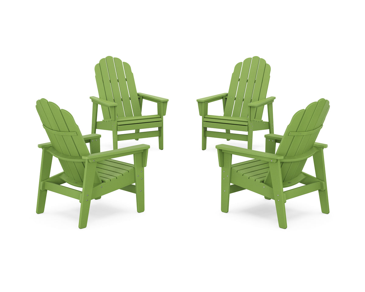 POLYWOOD 4-Piece Vineyard Grand Upright Adirondack Chair Conversation Set in Lime