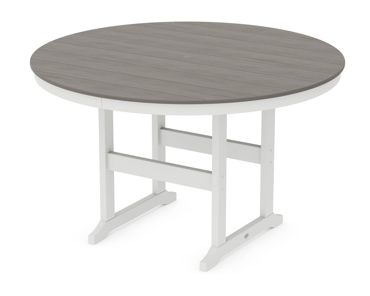 POLYWOOD 60" Round Farmhouse Counter Table in White / Driftwood