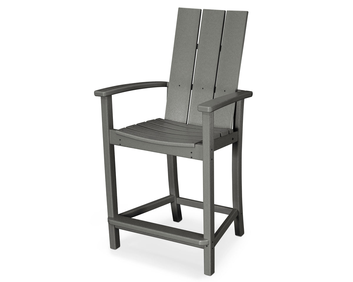 POLYWOOD Modern Adirondack Counter Chair in Slate Grey