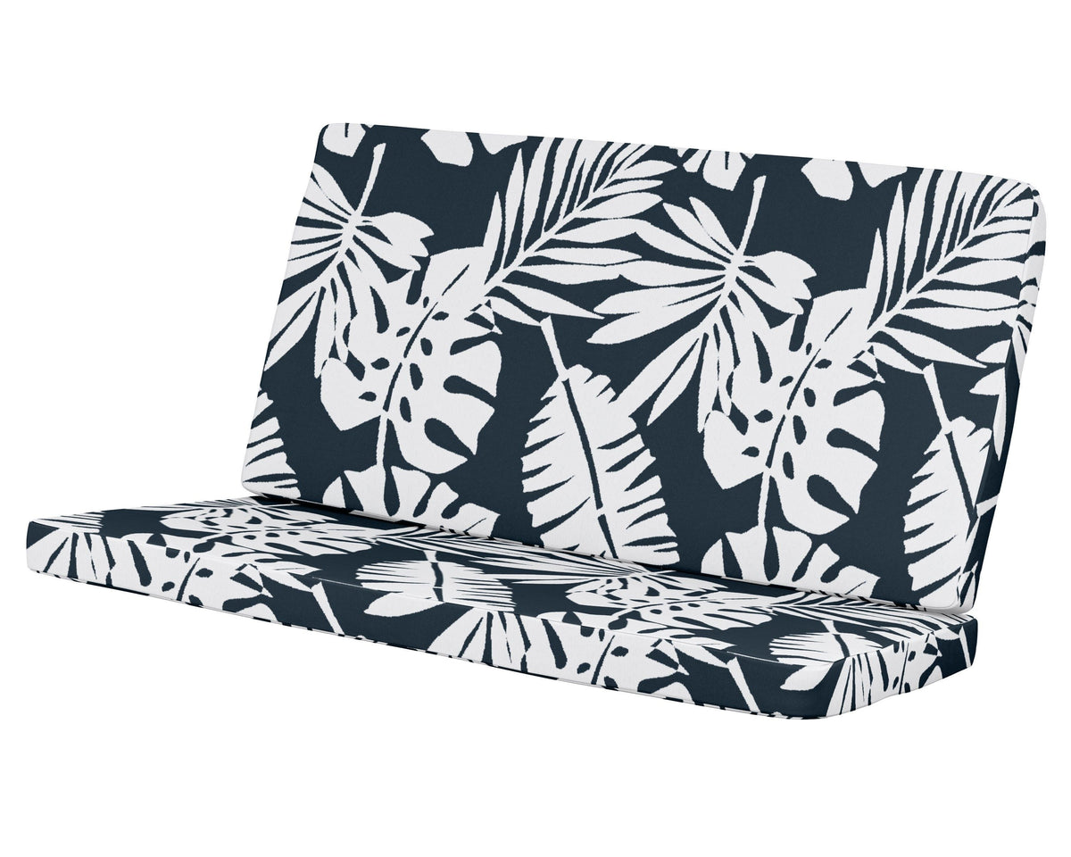 POLYWOOD Modern Loveseat Cushion in Leaf Marine Indigo