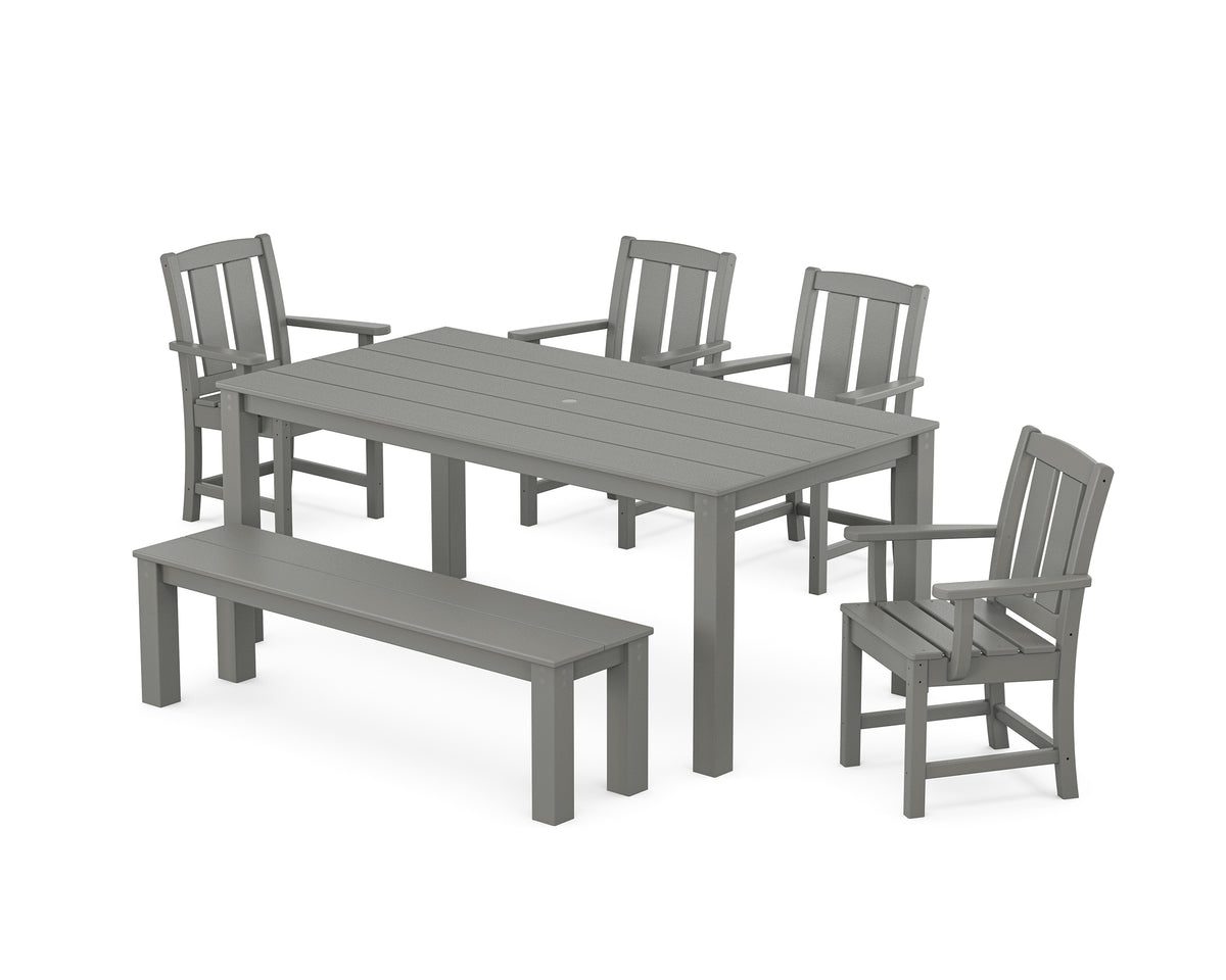 POLYWOOD Mission 6-Piece Parsons Dining Set with Bench in Slate Grey