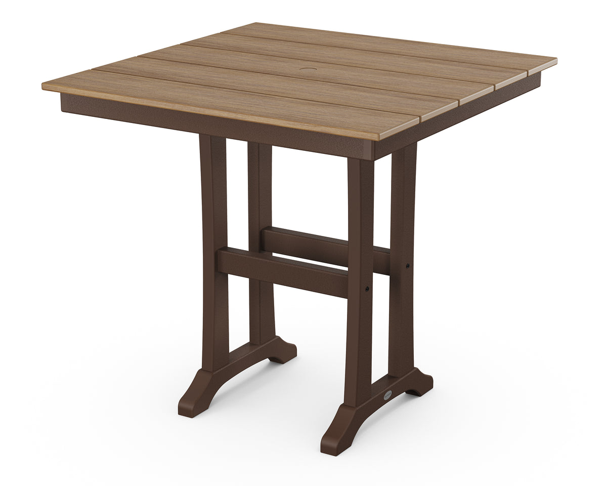 POLYWOOD Farmhouse Trestle 37" Counter Table in Mahogany / Natural