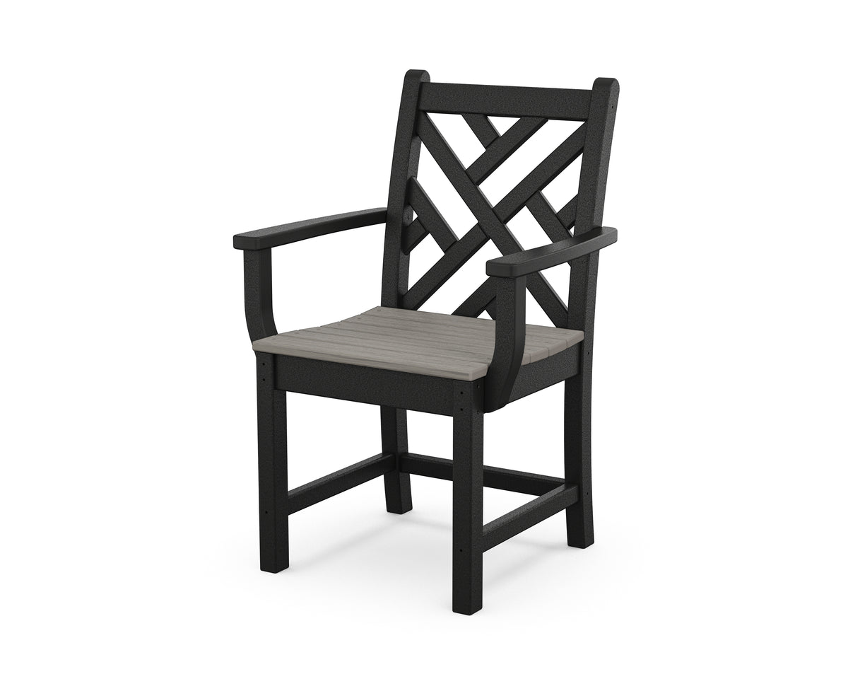POLYWOOD Chippendale Dining Arm Chair in Black / Driftwood