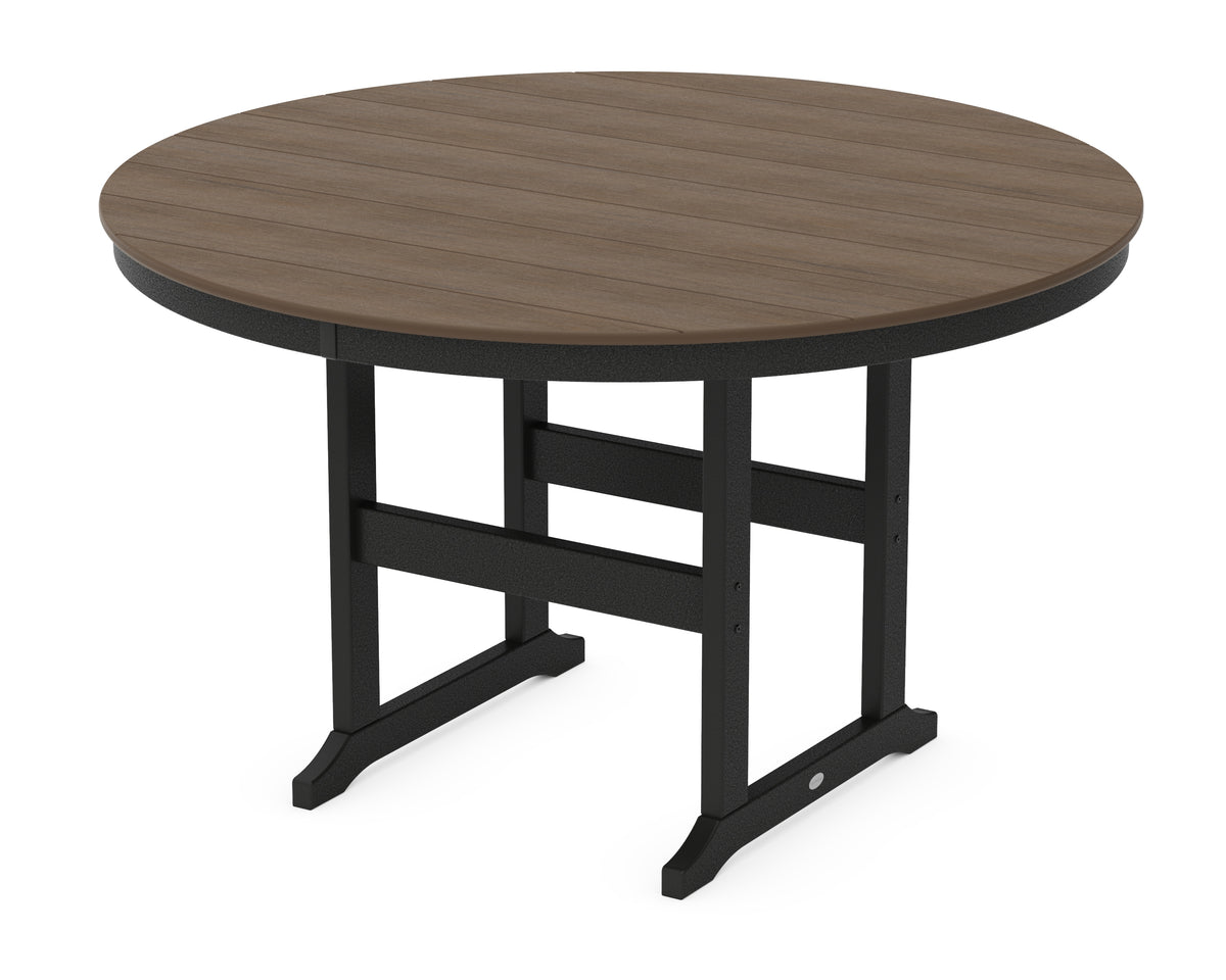 POLYWOOD 60" Round Farmhouse Counter Table in Black / Kona