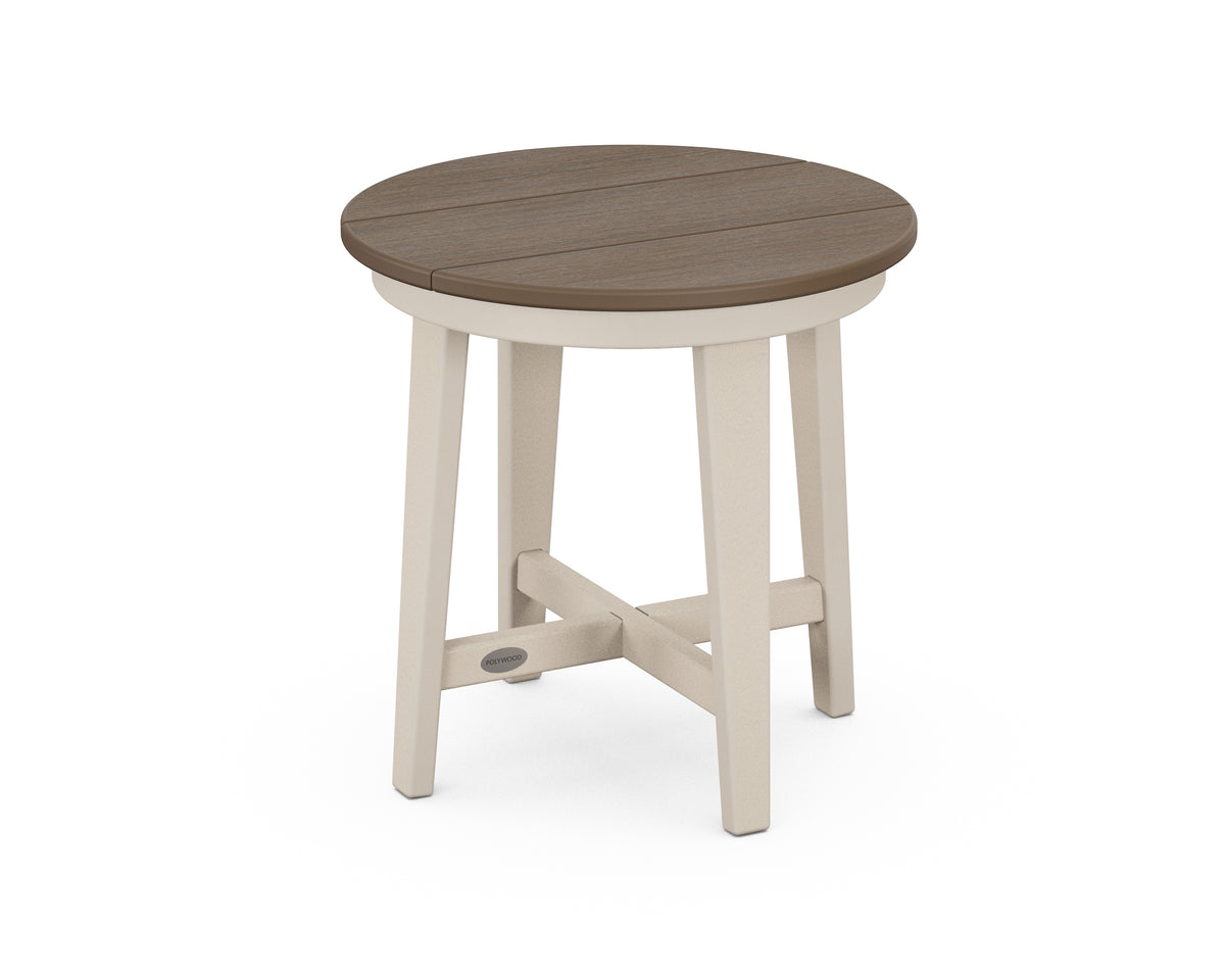 POLYWOOD Newport 19" Round End Table in Sand / Kona