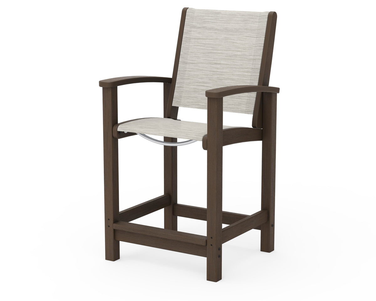 POLYWOOD Coastal Counter Chair in Kona / Birch
