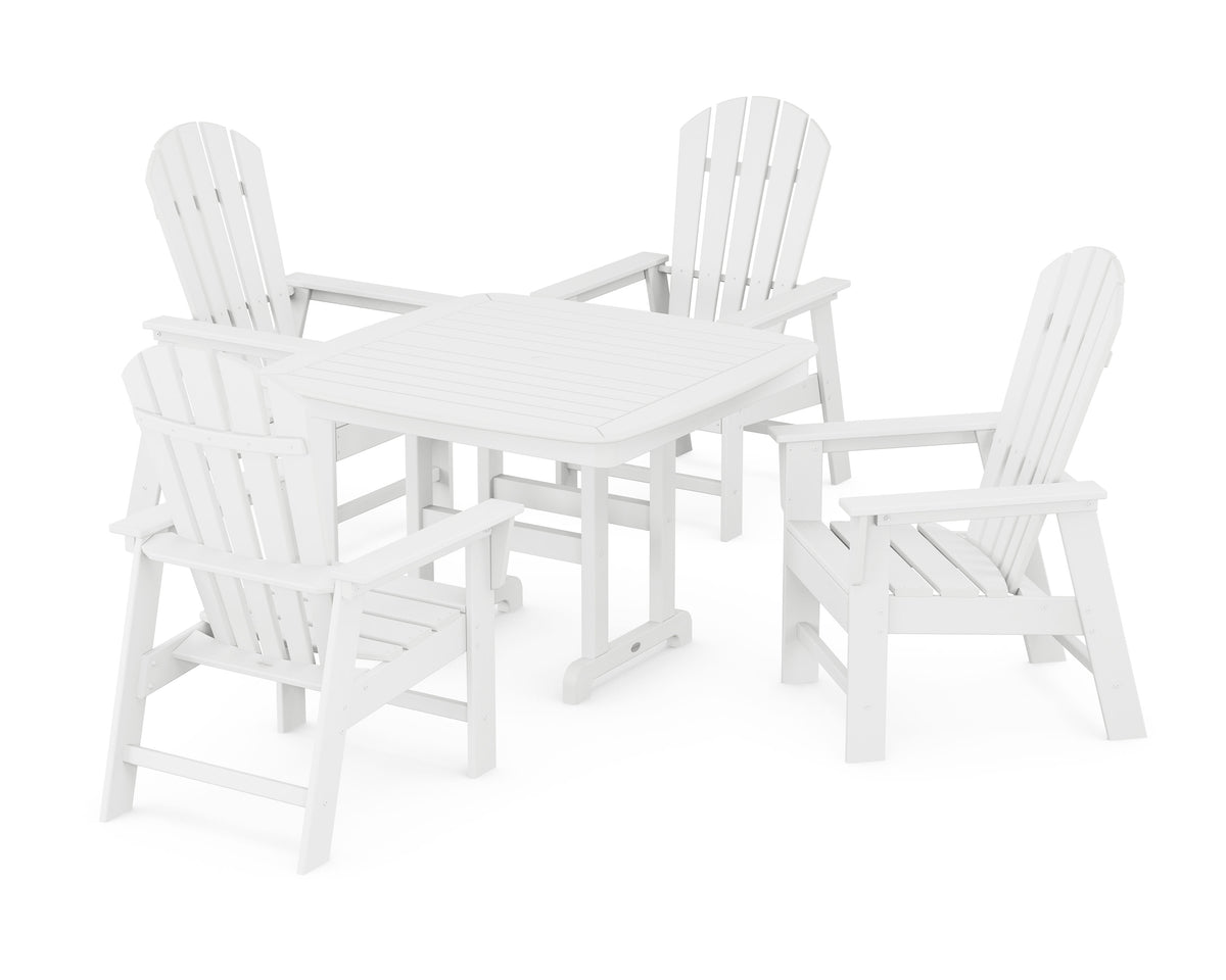 POLYWOOD South Beach 5-Piece Dining Set with Trestle Legs - 44" Table in White