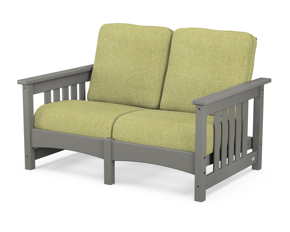 POLYWOOD Club Mission Loveseat in Slate Grey / Chartreuse Boucle