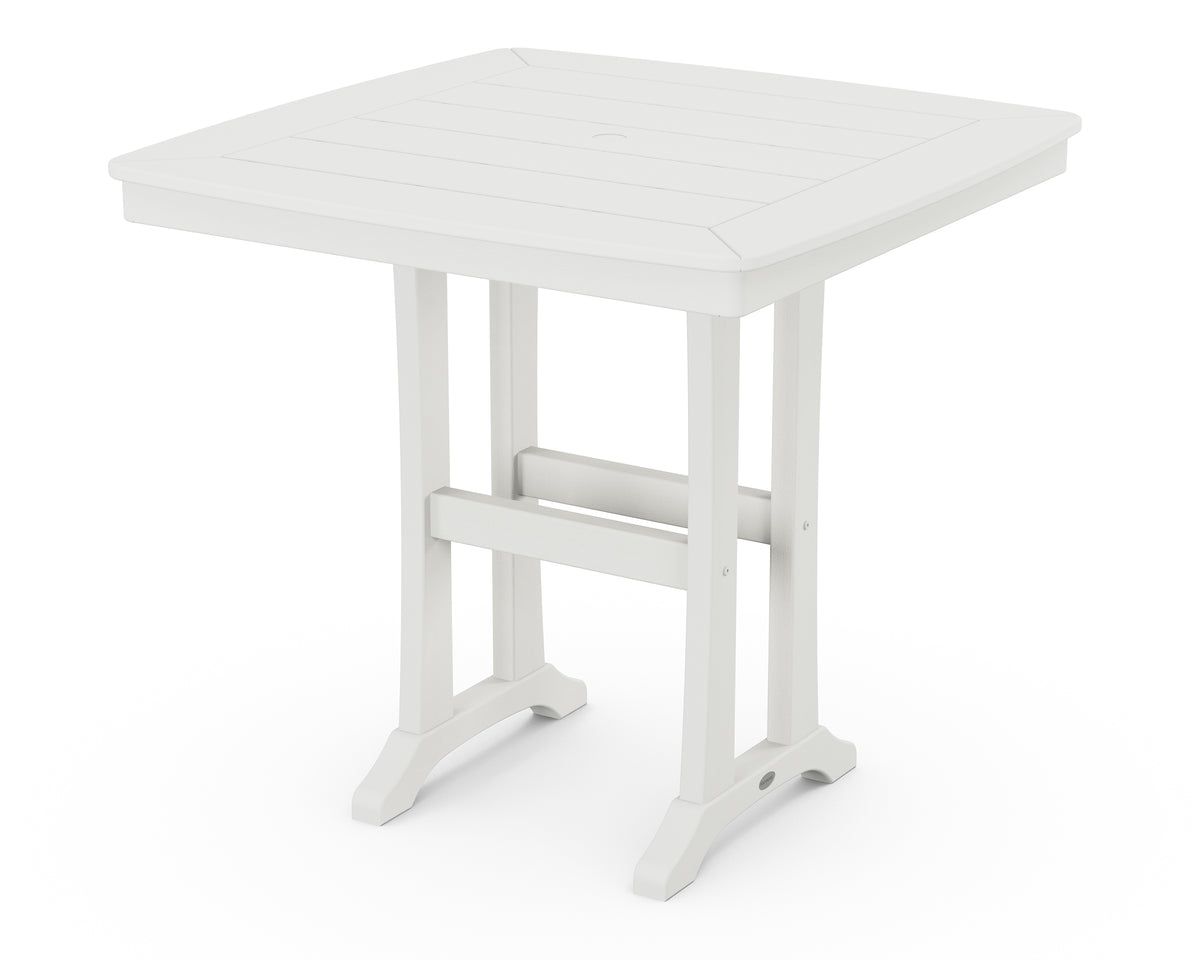 POLYWOOD Nautical Trestle 37" Counter Table in Vintage White