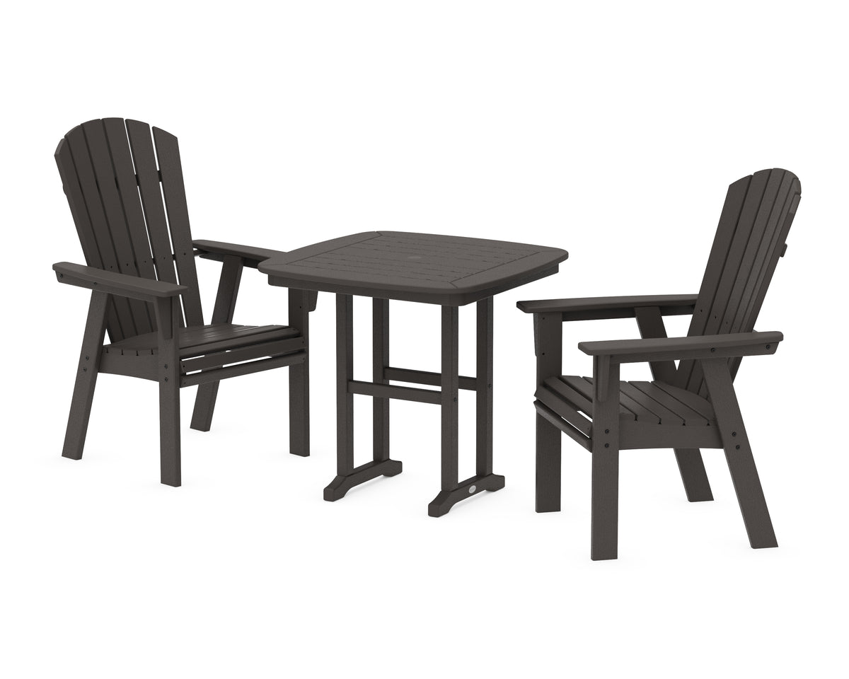 POLYWOOD Nautical Adirondack 3-Piece Dining Set in Vintage Coffee