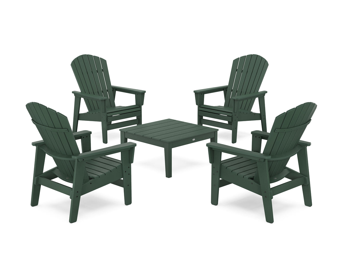 POLYWOOD 5-Piece Nautical Grand Upright Adirondack Chair Conversation Group in Green