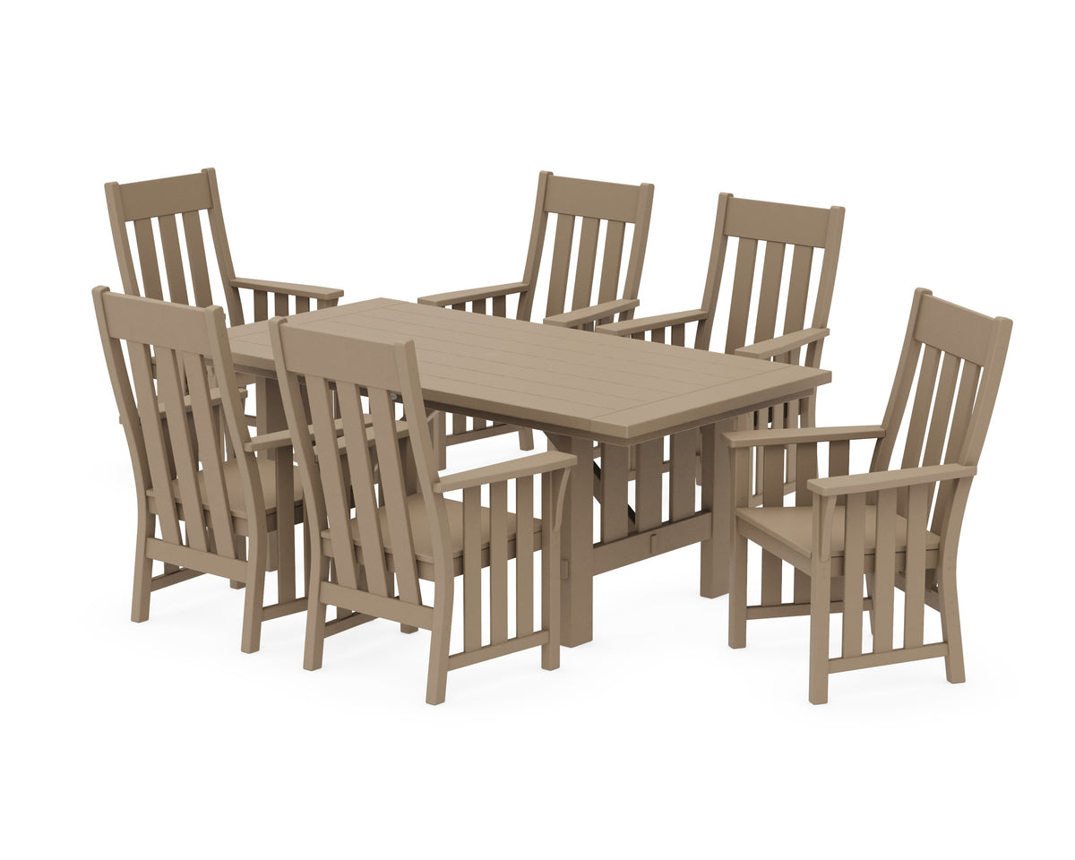POLYWOOD Acadia Arm Chair 7-Piece Dining Set in Vintage Sahara