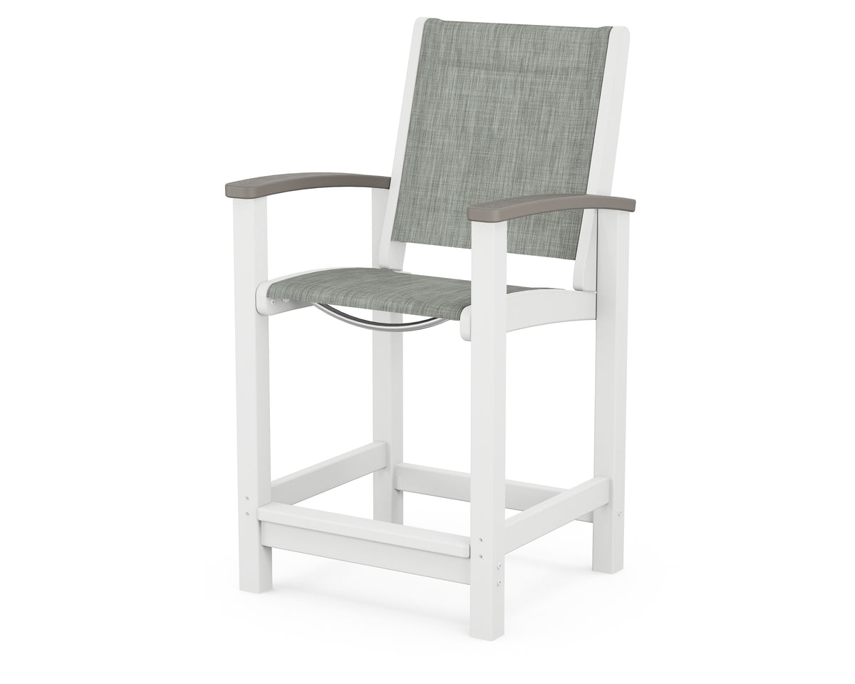 POLYWOOD Coastal Counter Chair in White / Driftwood / Birch