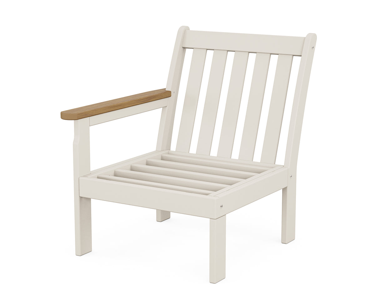POLYWOOD Vineyard Modular Left Arm Chair Frame in Sand / Natural