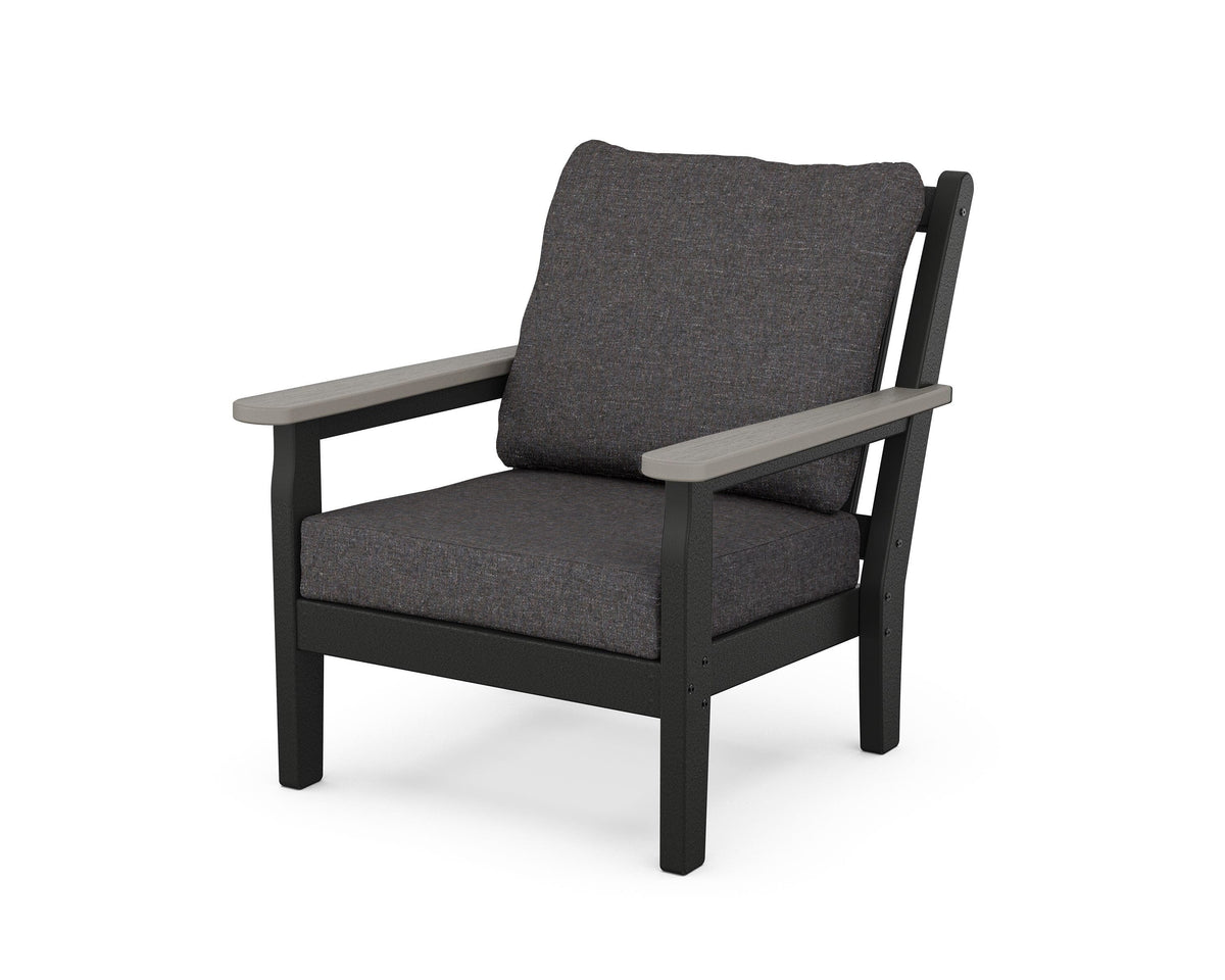 POLYWOOD Chippendale Deep Seating Chair in Black / Driftwood / Ash Charcoal