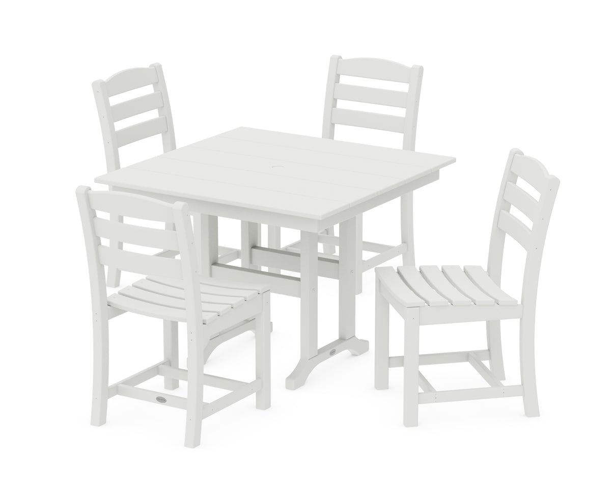 POLYWOOD La Casa Café Side Chair 5-Piece Farmhouse Dining Set in Vintage White
