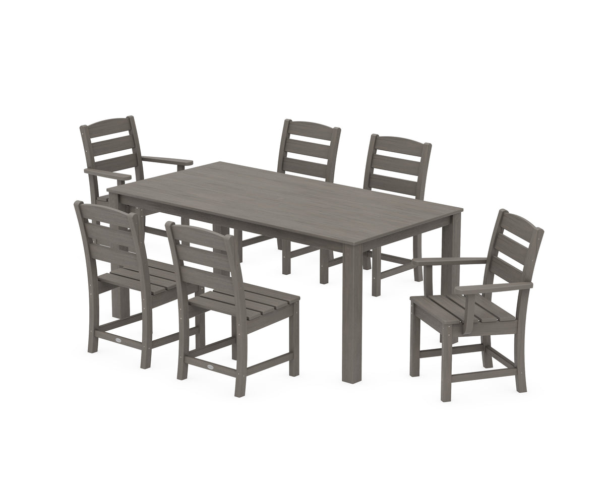 POLYWOOD Lakeside 7-Piece Parsons Dining Set in Driftwood