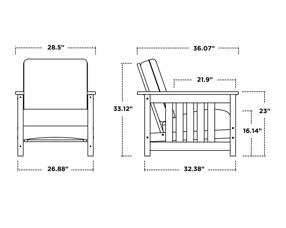 POLYWOOD Club Mission Chair dimensions