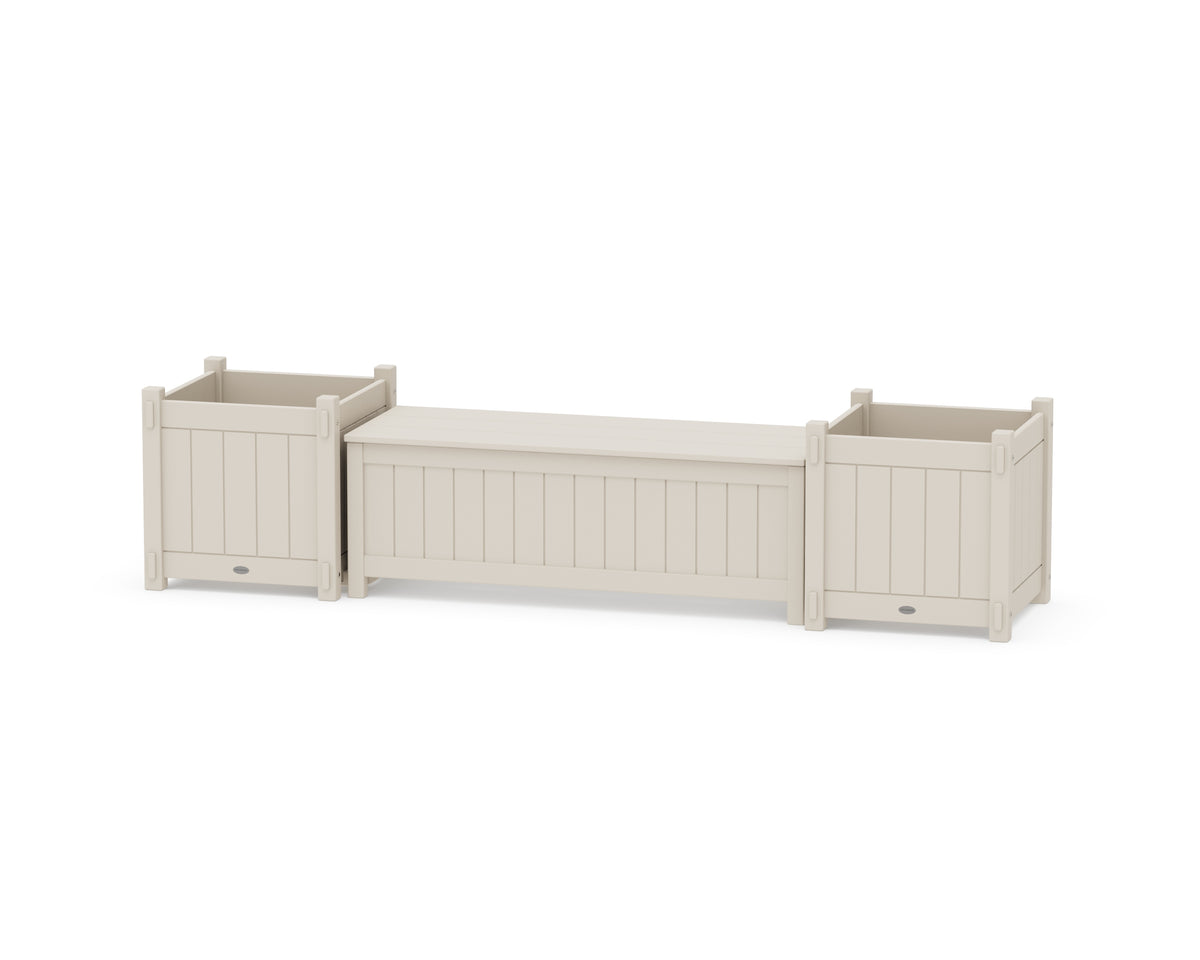 POLYWOOD 48" Vineyard Straight Planter Storage Bench Set - Large in Sand