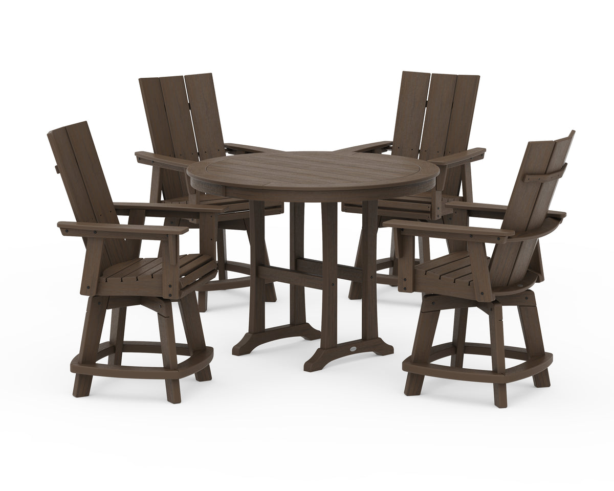 POLYWOOD 5-Piece Modern Swivel Counter Set in Kona