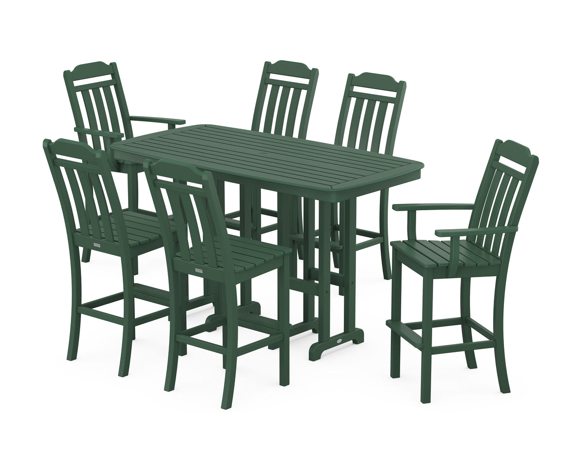 POLYWOOD Cottage 7-Piece Bar Set in Green