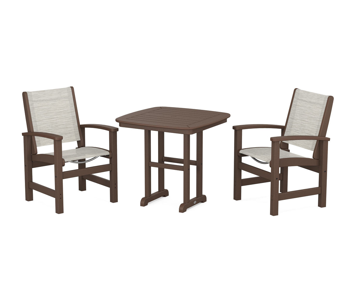 POLYWOOD Coastal 3-Piece Dining Set in Mahogany / Birch