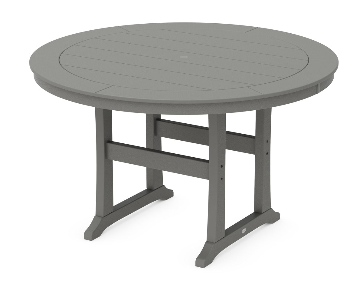 POLYWOOD Nautical Trestle 60" Round Counter Table in Slate Grey