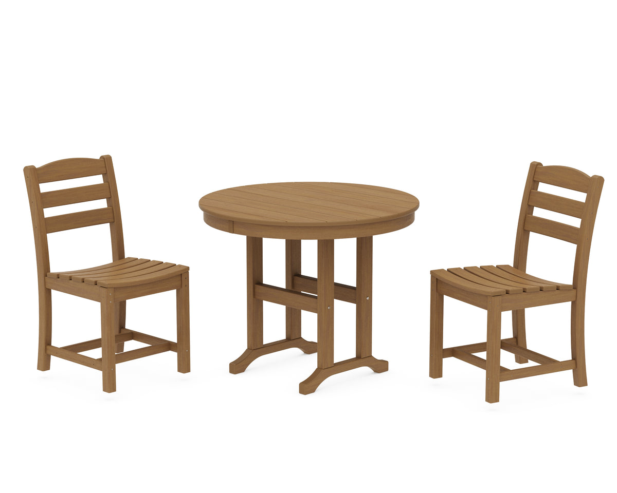 POLYWOOD La Casa Café Side Chair 3-Piece Round Dining Set in Natural