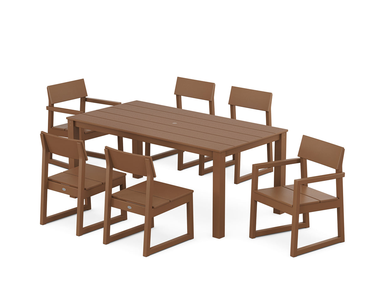 POLYWOOD EDGE 7-Piece Parsons Dining Set in Teak