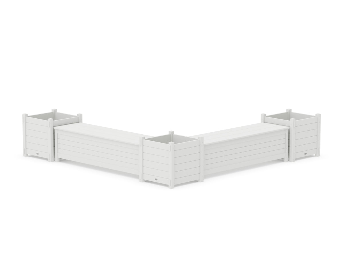 POLYWOOD 60" Nautical L-Shaped Planter Storage Bench Corner Set - Large in White