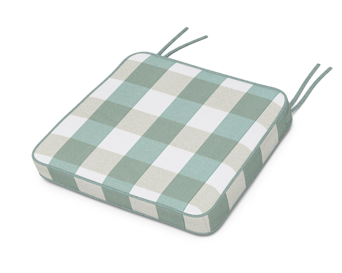 POLYWOOD Chinoiserie Arm Chair Seat Cushion in Buffalo Plaid Glacier Spa