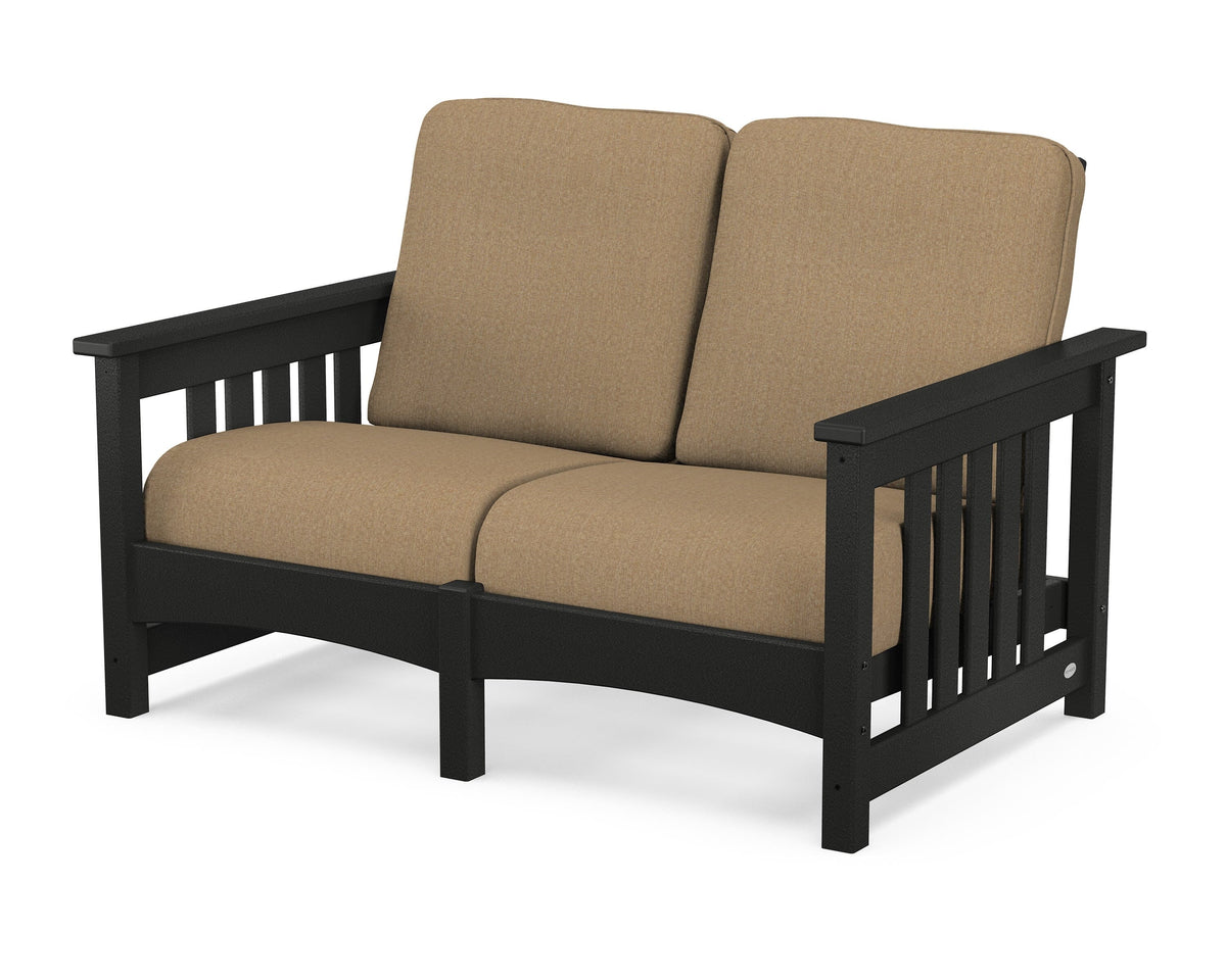 POLYWOOD Club Mission Loveseat in Black / Sesame