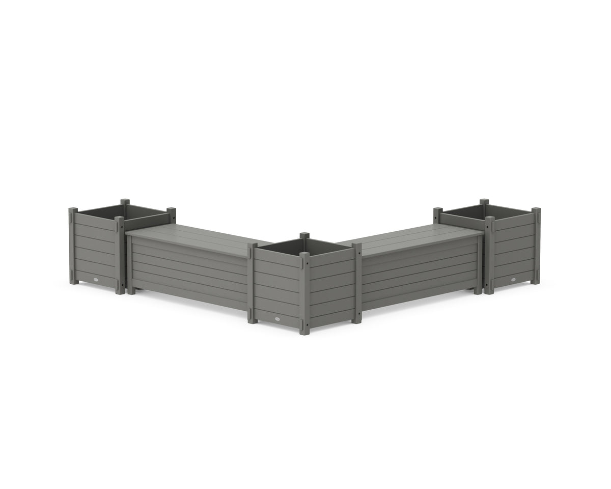 POLYWOOD 48" Nautical L-Shaped Planter Storage Bench Corner Set - Large in Slate Grey