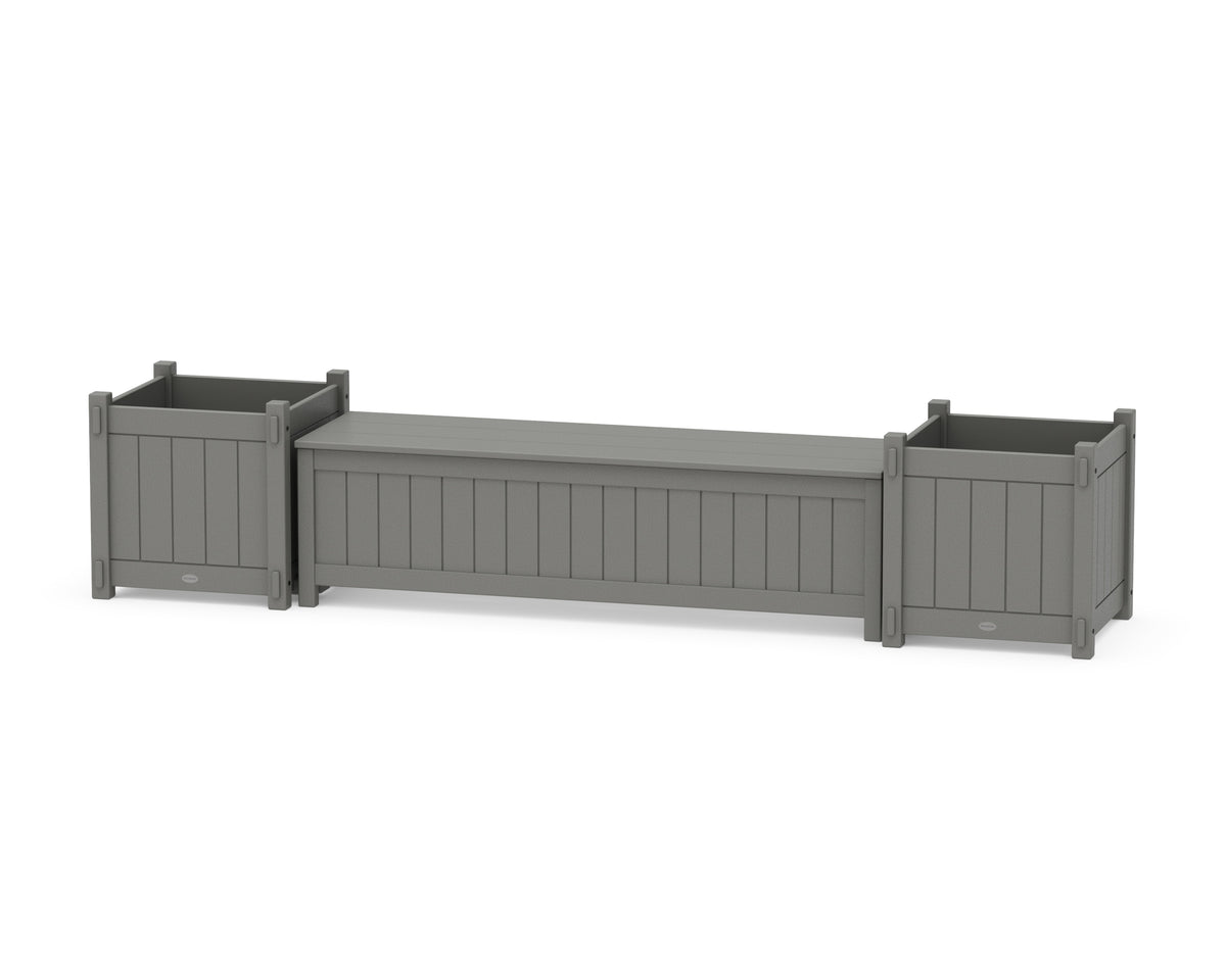 POLYWOOD 60" Vineyard Straight Planter Storage Bench Set - Large in Slate Grey