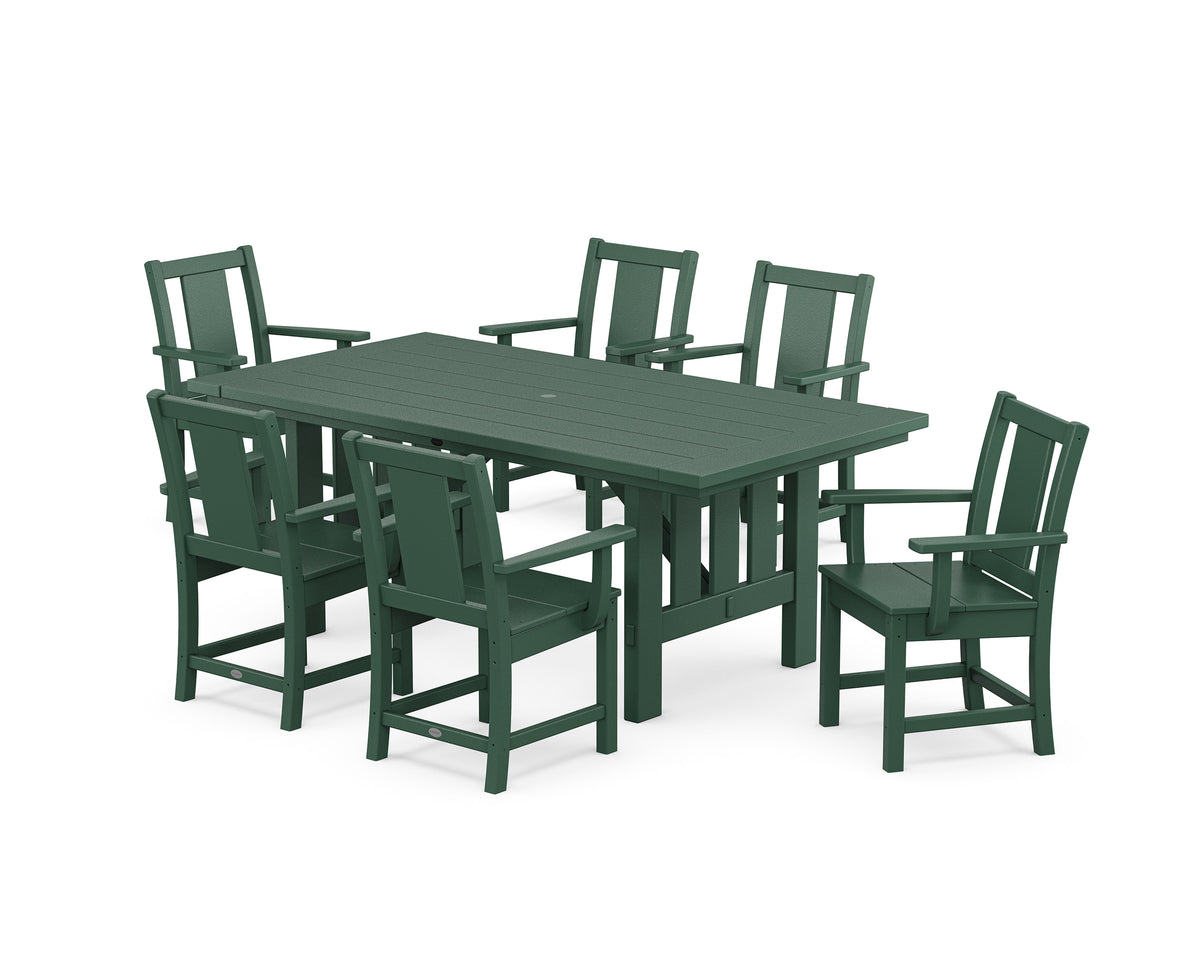 POLYWOOD Prairie Arm Chair 7-Piece Mission Dining Set in Green