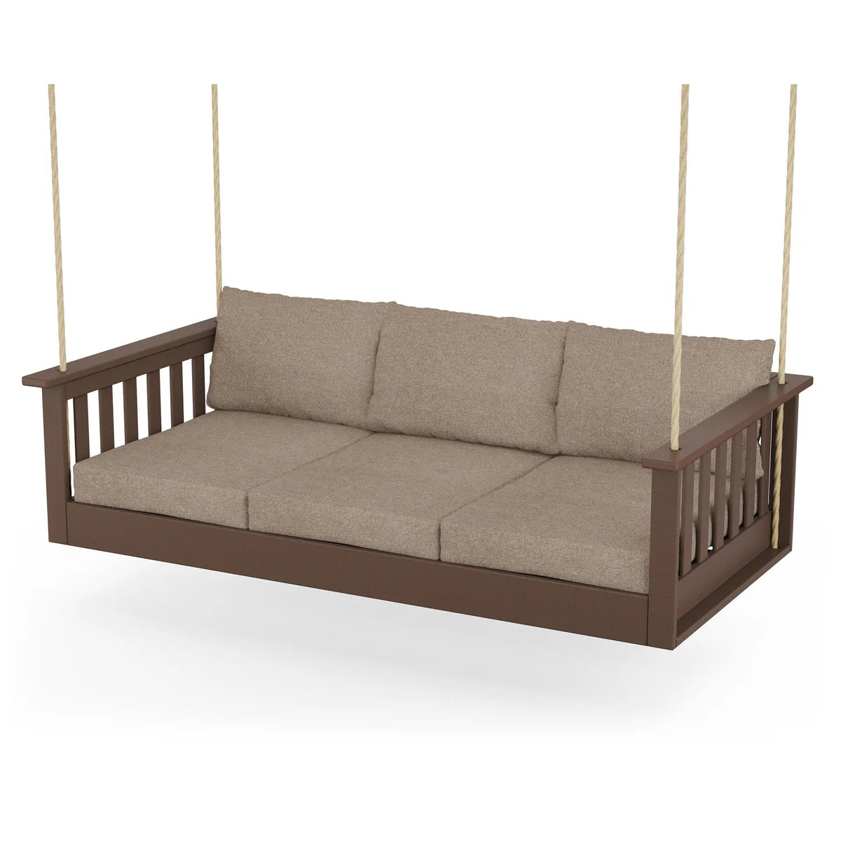POLYWOOD Vineyard Daybed Swing in Mahogany / Spiced Burlap
