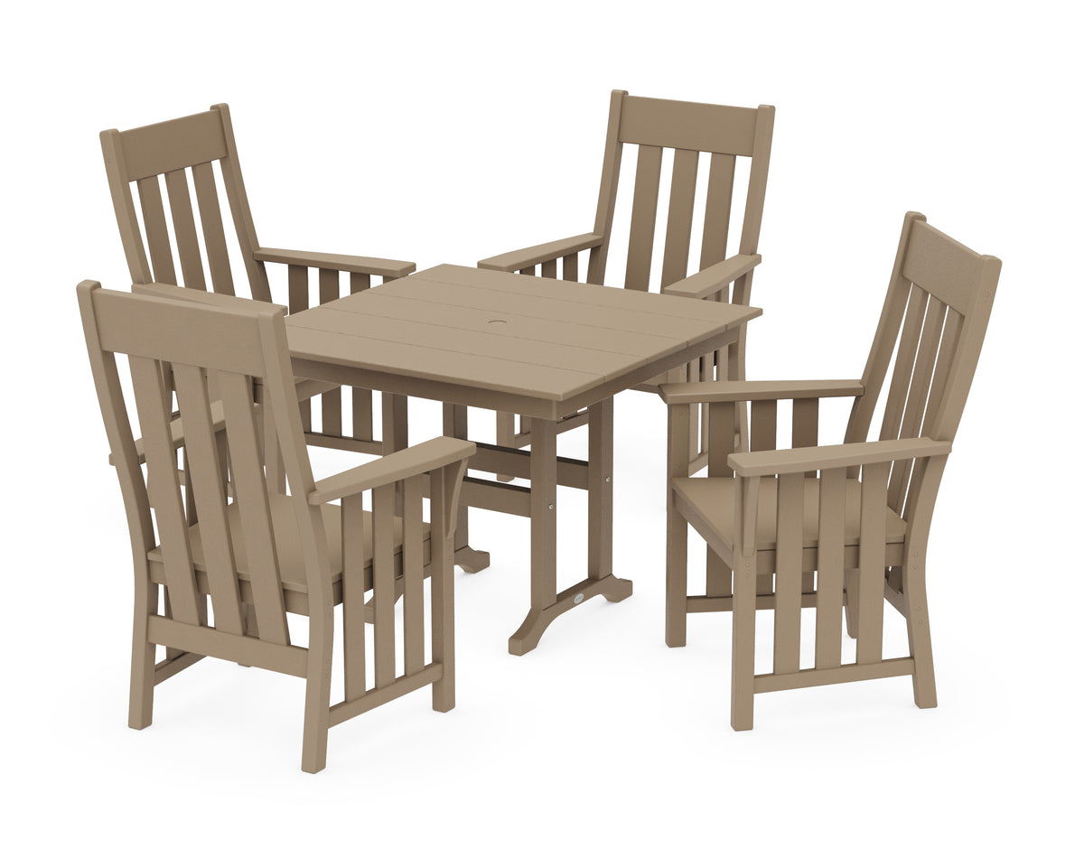 POLYWOOD Acadia 5-Piece Farmhouse Dining Set in Vintage Sahara