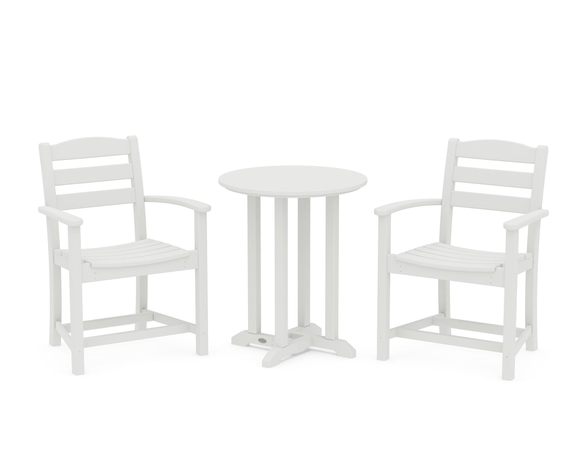POLYWOOD La Casa Café 3-Piece Round Bistro Dining Set in Vintage White