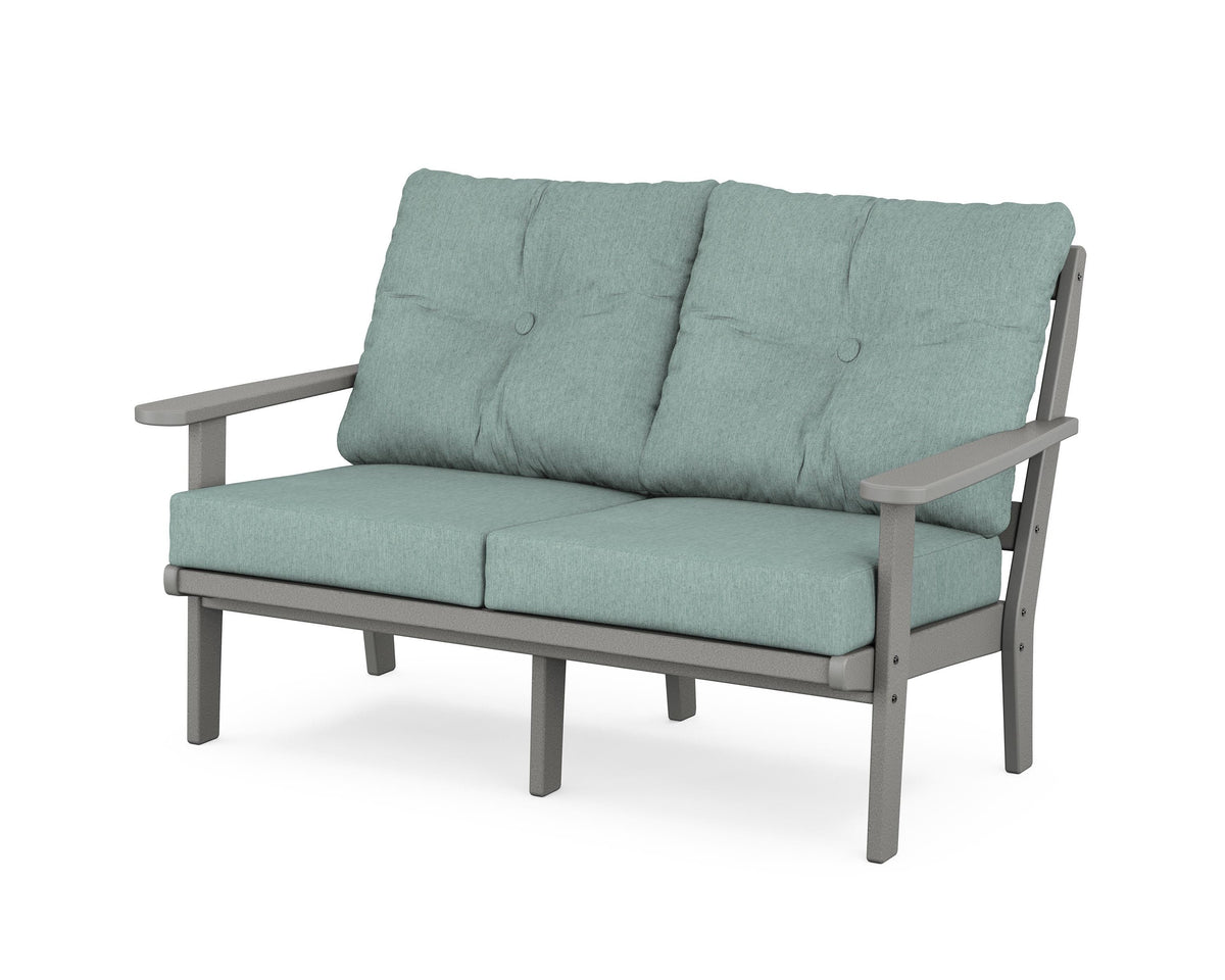 POLYWOOD Mission Deep Seating Loveseat in Slate Grey / Glacier Spa