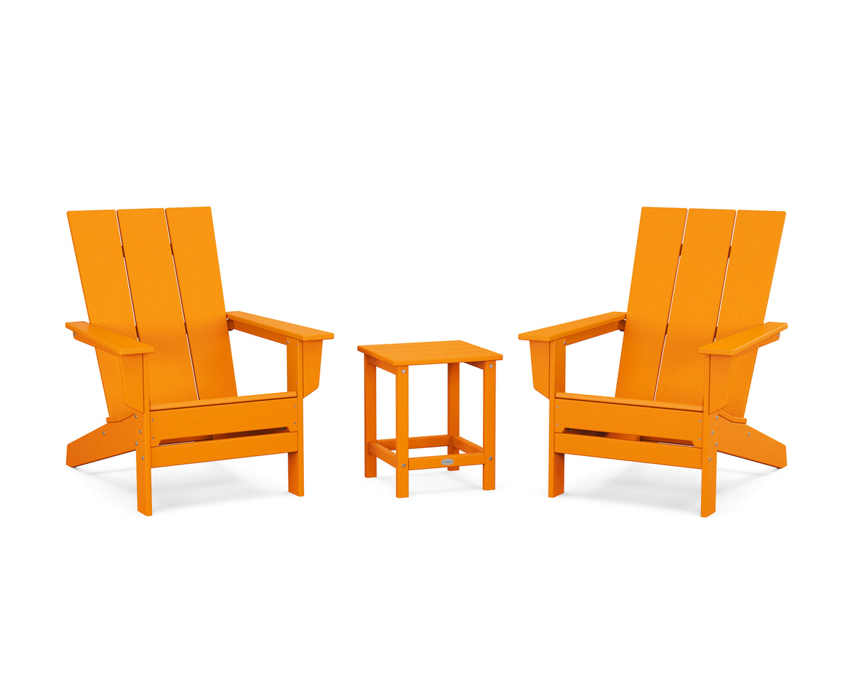 POLYWOOD 3-Piece Modern Studio Adirondack Set in Tangerine