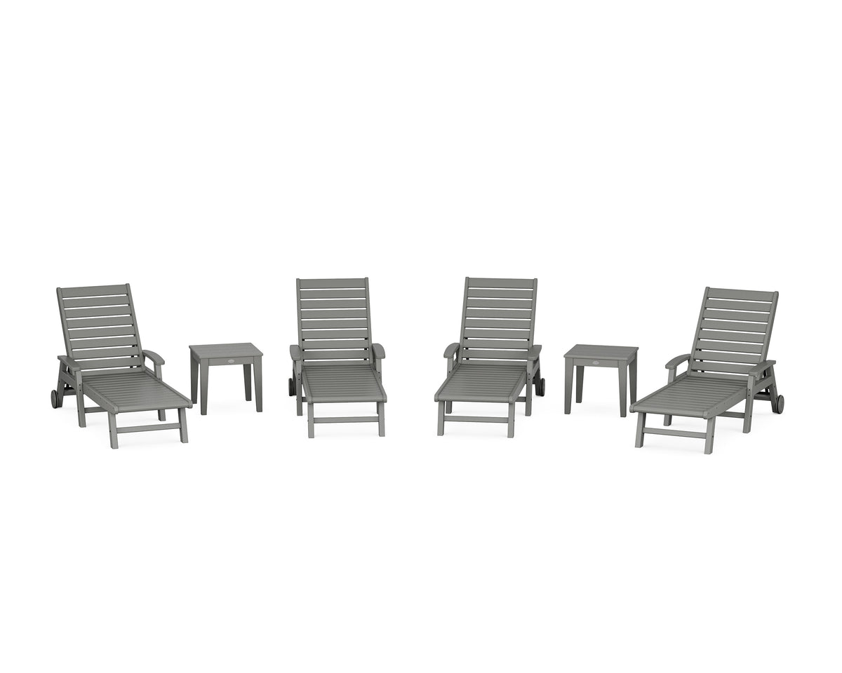 POLYWOOD Signature Chaise 6-Piece Set with Wheels in Slate Grey