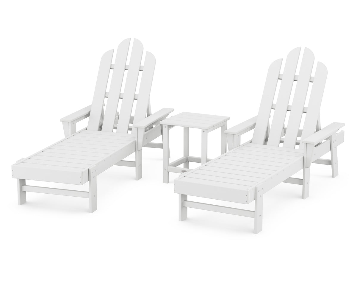 POLYWOOD Long Island Chaise 3-Piece Set in White